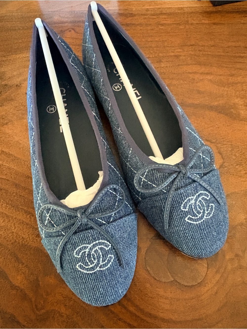 CHANEL quilted denim ballet flat size 38